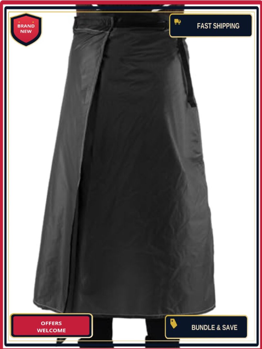 Rain Skirt Windproof Silicone Coated Nylon Lightweight Adjustable Waist Sealed